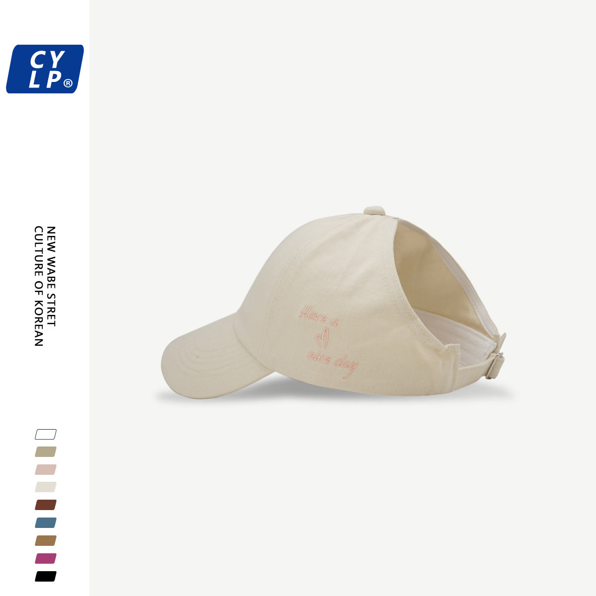 Wholesale College style love embroidery ponytail half-top hat